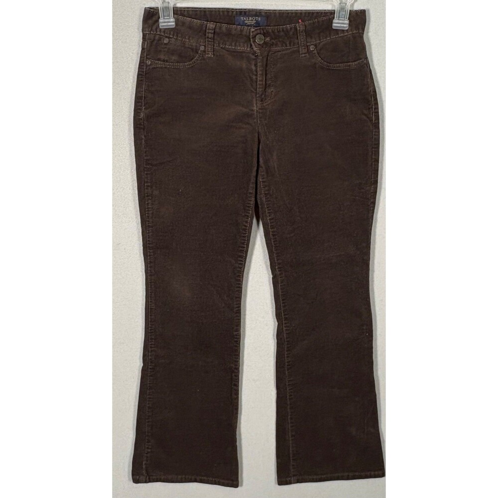 Talbots Corduroy Signature Boot Cut Pants Womens 6P Dark Brown 30Wx28L